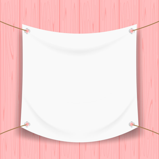 乙烯基横幅空白白色孤立在粉色粉彩木框架，模拟纺织面料空横幅广告架悬挂，室内室外织物网乙烯基背景为展示框架海报图片下载