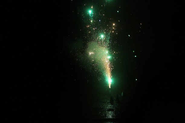 晚上西尔维斯特大街上五颜六色的小烟花图片下载