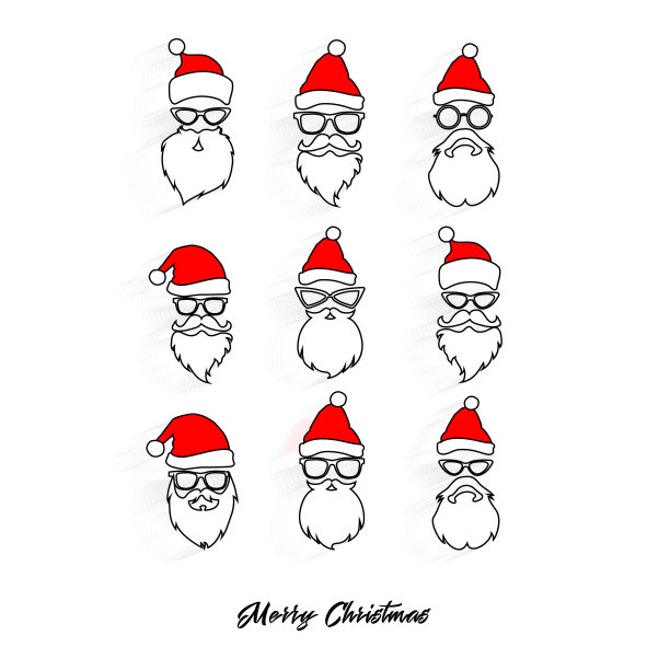 白色背景上的圣诞老人头像。圣诞节圣诞老人图片下载