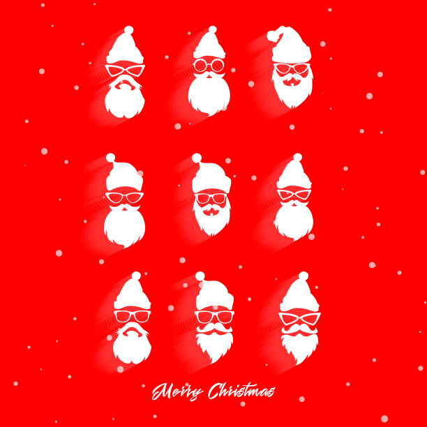 红色背景上的圣诞老人头像。圣诞节圣诞老人图片下载