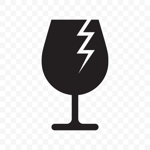 玻璃易碎标志，小心搬运矢量警告标志。物流配送易碎包裹箱运输标签图片下载