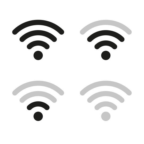 无线信号网页图标集：Wi-Fi安全密码保护图标图片下载
