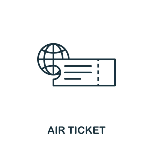 机票轮廓图标。细线概念元素来自旅游图标集合。创意的机票图标为移动应用程序和网络使用图片下载