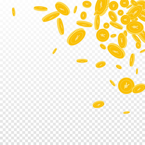 人民币硬币下落。分散浮动人民币图片下载