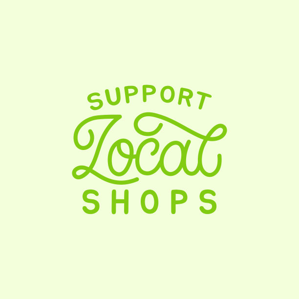 手绘字母卡片。题词:支持当地商店。完美的设计贺卡，海报，t恤，横幅，打印邀请。图片下载