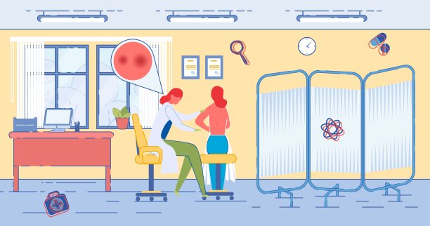 病人在门诊预约皮肤科医生。图片下载