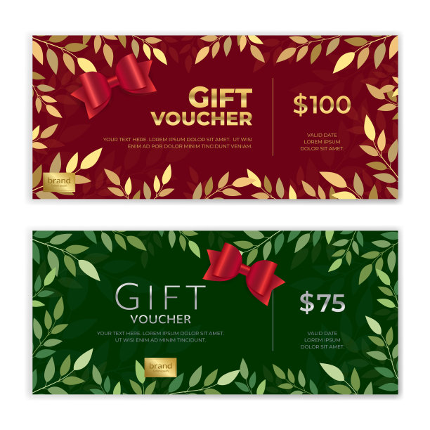 礼品证书，代金券，礼品卡或现金优惠券模板矢量格式图片下载