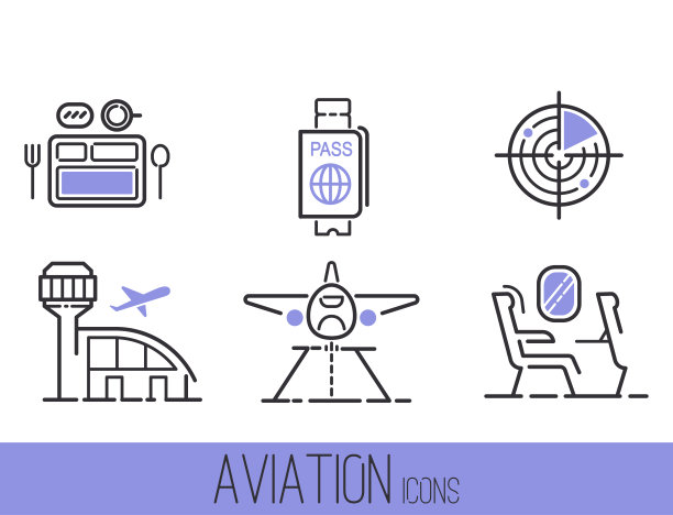 航空图标向量设置航空轮廓图形插图航班机场运输乘客设计出发。图片下载