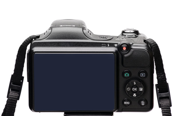 白色背景上的数码相机图片下载