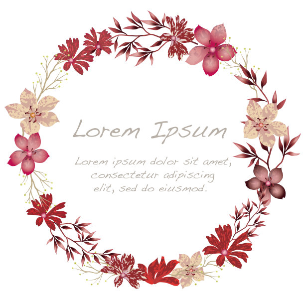 矢量水彩花框架与文本空间。图片下载