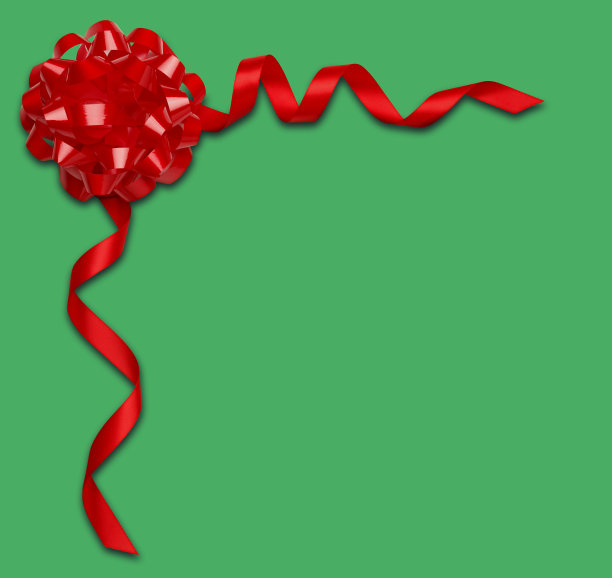 绿色背景上的缎带和蝴蝶结框架图片下载