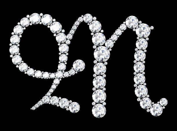 镶嵌宝石的钻石字母(高分辨率3D图像)图片下载
