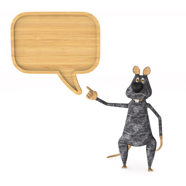 老鼠和木泡泡在白色背景下说话。孤立的3 d演示图片下载