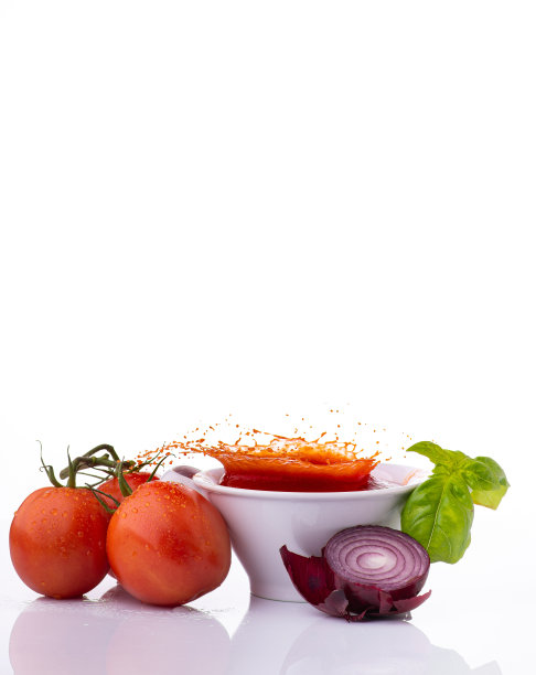 配料与蔬菜，番茄泥，与飞溅图片下载