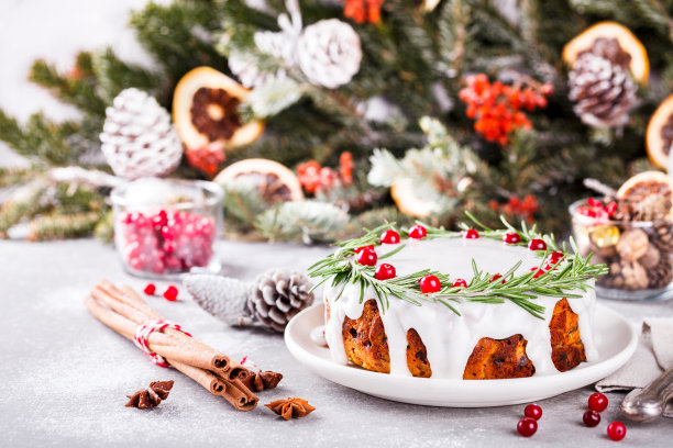 圣诞节水果蛋糕，烘焙图片下载