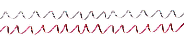 卷曲的金属丝带，银色和红色，带有剪接的路径图片下载