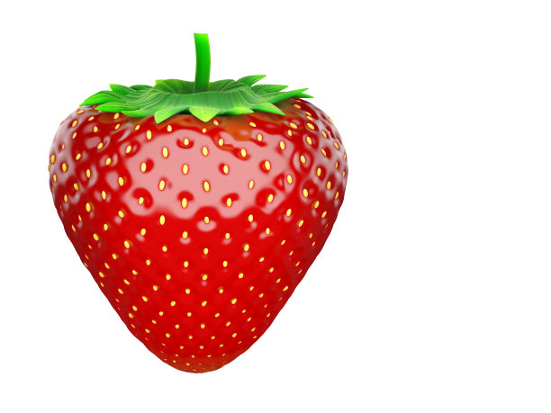 一个草莓孤立的白色背景的3d渲染。图片下载