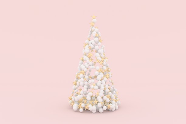 抽象几何形状的圣诞树三维渲染图片下载