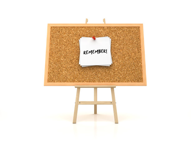 画架与记住便利贴在木板框架- 3D渲染图片下载