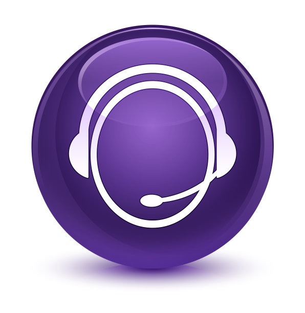 客服图标为玻璃紫色圆形按钮图片下载