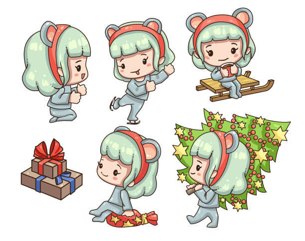 2020年卡通女孩鼠装系列。图片下载