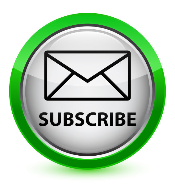 订阅(电子邮件图标)水晶绿色圆形按钮图片下载