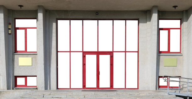 全新门窗的现代化大型办公大楼的户外全景拍摄图片下载