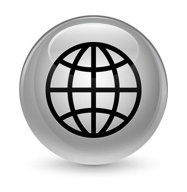 世界图标玻璃白色圆形按钮图片下载