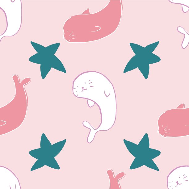 密封海洋无缝图案设计图片下载