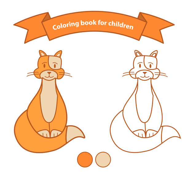 动物隔离在白色背景。兔子卡通人物。快乐的猫着色书的孩子。图片下载