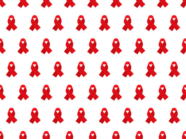 红色艾滋病意识丝带矢量无缝模式图片下载