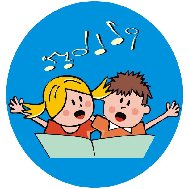 唱着歌的孩子们围着蓝框，eps。图片下载