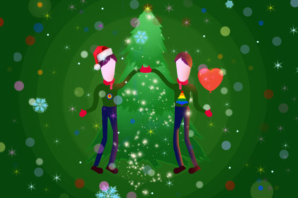 快乐的夫妇一起庆祝节日插图图片下载