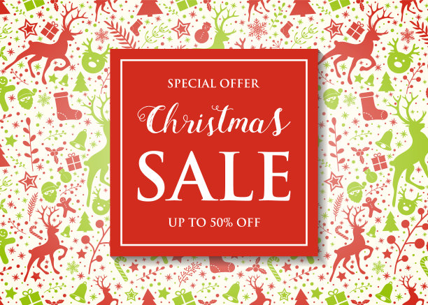 圣诞促销海报的概念与装饰。向量。图片下载
