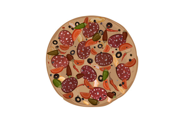 意大利辣香肠披萨。图片下载