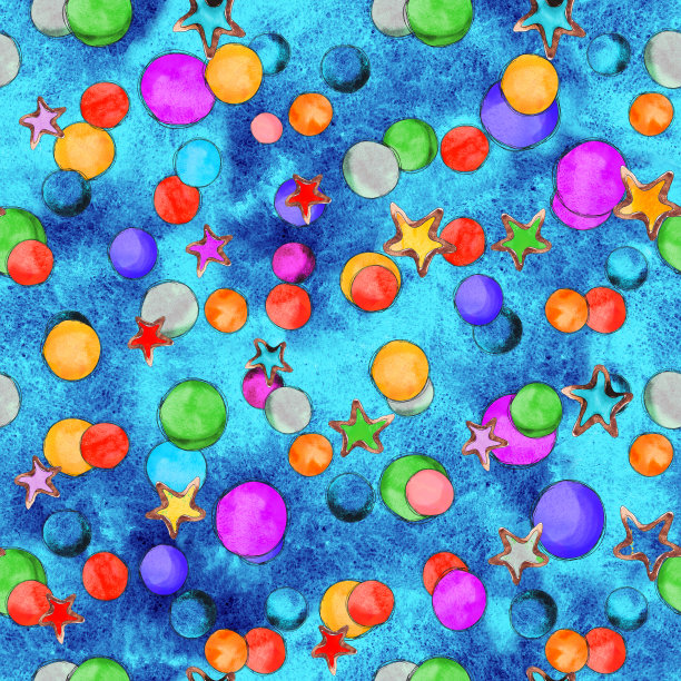 水彩手绘彩色垃圾假日点复古无缝模式图片下载