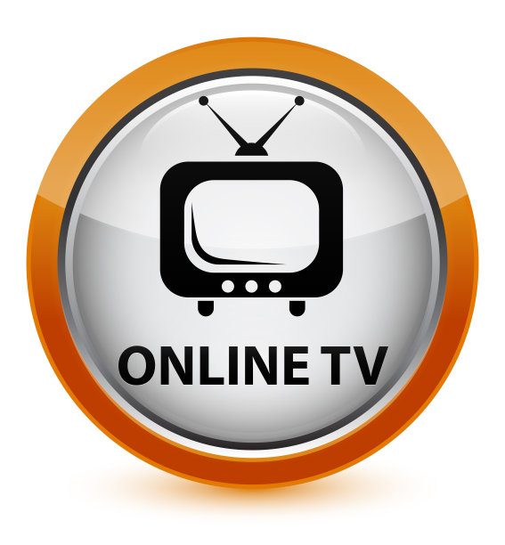 在线电视水晶橙色圆形按钮图片下载