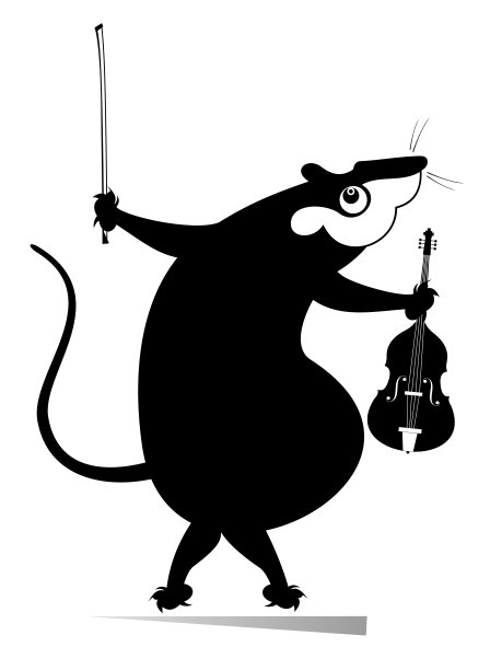 卡通老鼠或老鼠小提琴家插图孤立的插图图片下载
