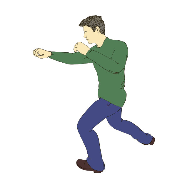 男人打了一拳。孤立在白色背景上。矢量插图轮廓。图片下载