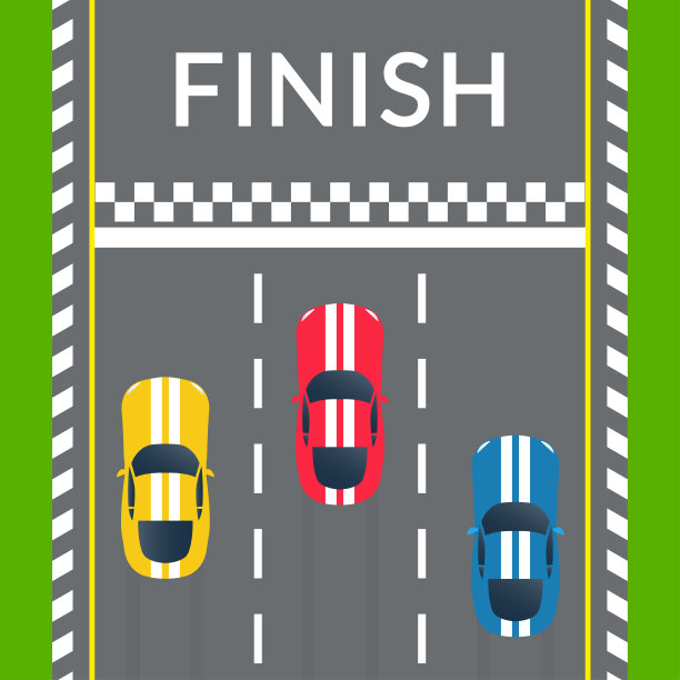 赛车穿过拉力赛跑道上的终点线。前视图。汽车比赛的横幅。矢量插图。图片下载