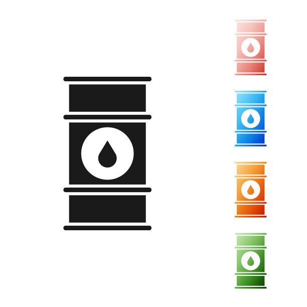 黑色油桶线图标隔离在白色背景上。油桶容器。用于信息图表，燃料，工业，电力，生态。设置图标丰富多彩。矢量图图片下载