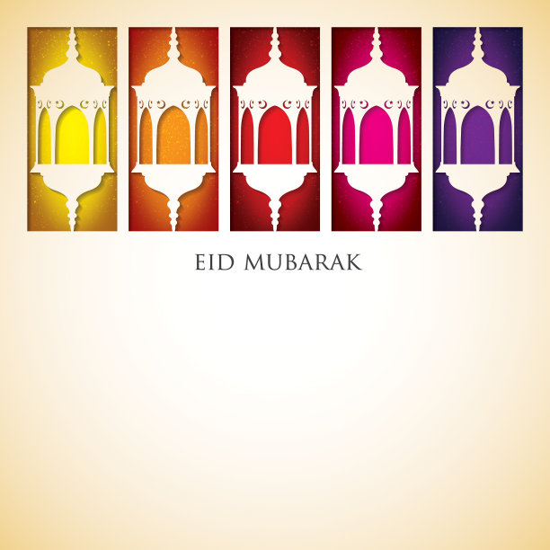 灯笼“开斋节穆巴拉克”(祝福开斋节)卡片在矢量格式。图片下载