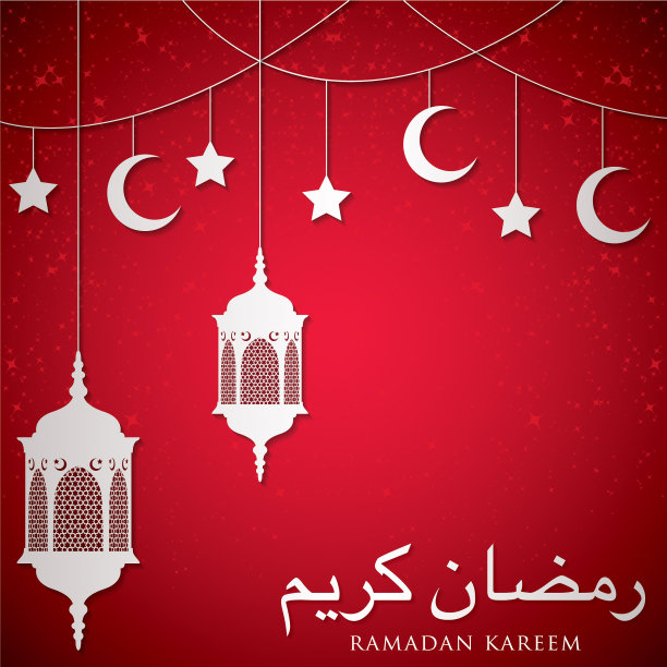 灯笼“斋月卡里姆”(慷慨的斋月)矢量格式卡片。图片下载