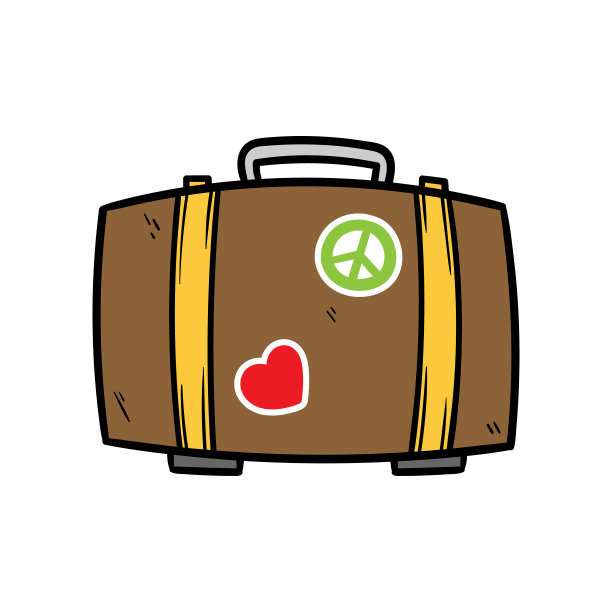 卡通旅行手提箱矢量插图图片下载