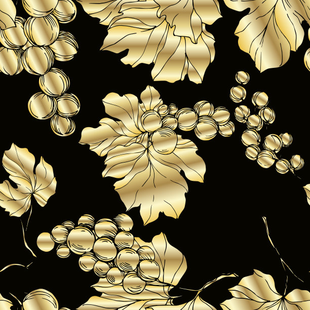 矢葡萄浆果健康食品。黑白篆刻水墨艺术。无缝的背景图案。图片下载