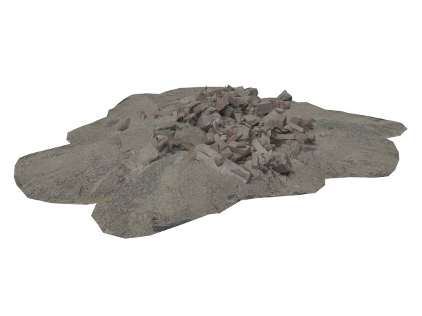 堆碎石和碎片孤立在白色3d插图图片下载