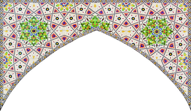 拱门。东亚建筑马赛克图案。图片下载