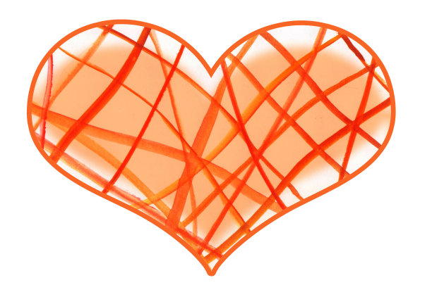 彩色手绘水彩黄心甜心，红心孤白底。渐变纹理刷元素情人节贺卡，t恤设计，插图图片下载