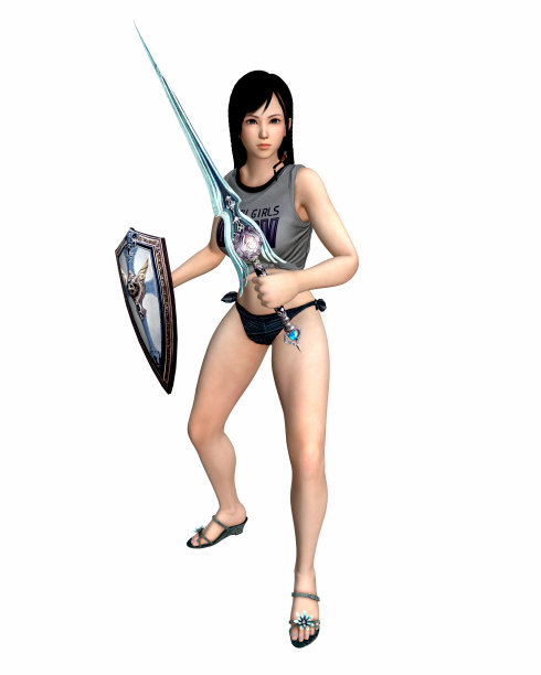 性感的武士女孩手剑图片下载