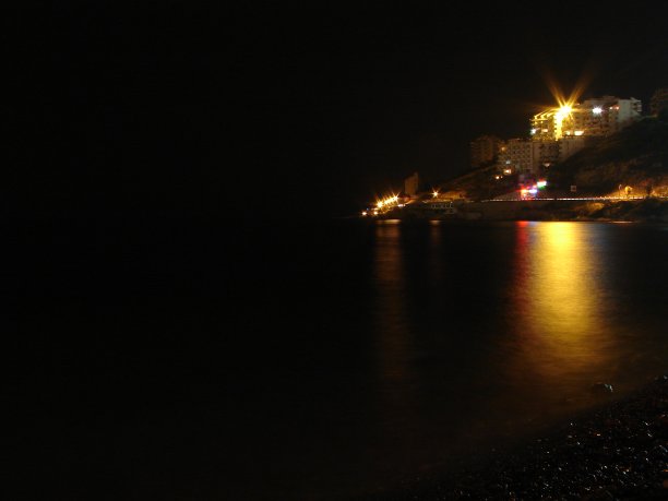 海岸夜景照片图片下载